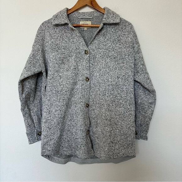 Madewell Sweater Womens XXS Gray Oversized Fleece Shirt-Jacket Button Closure - Picture 1 of 5